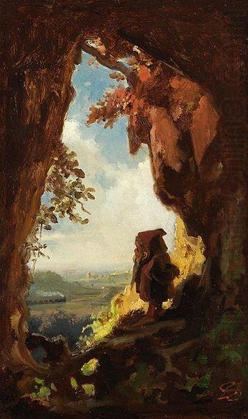 Gnome watching railway train, Carl Spitzweg